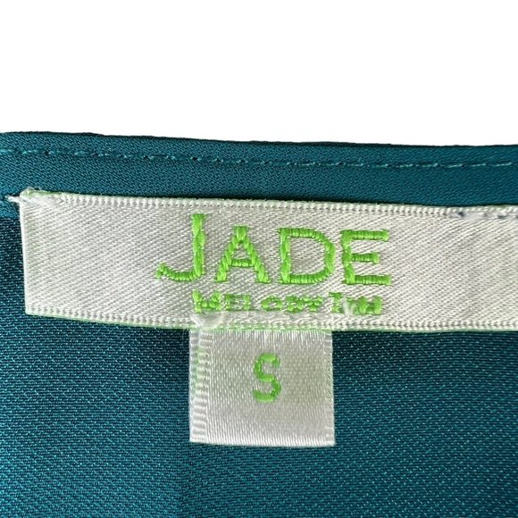 Jade Melody Tam Womens Top Size Small Teal Blue Green Tie Front Button Up - Picture 3 of 9